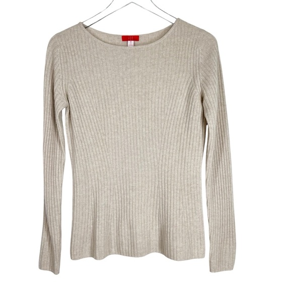 JEN NIE LIU Ribbed Cashmere Sweater Crewneck Long Sleeve Size Medium - Picture 1 of 6